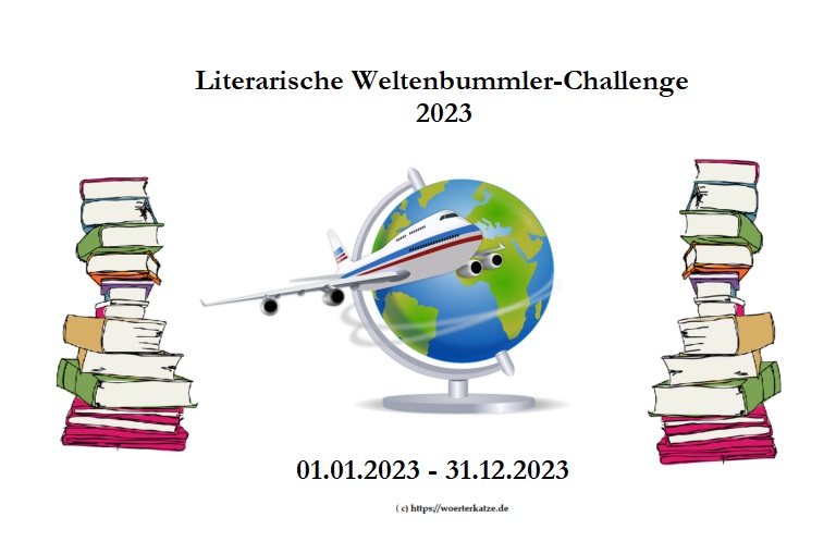 Logo Literarische Weltenbummler-Challenge 2023 Weltenbummlerländer 